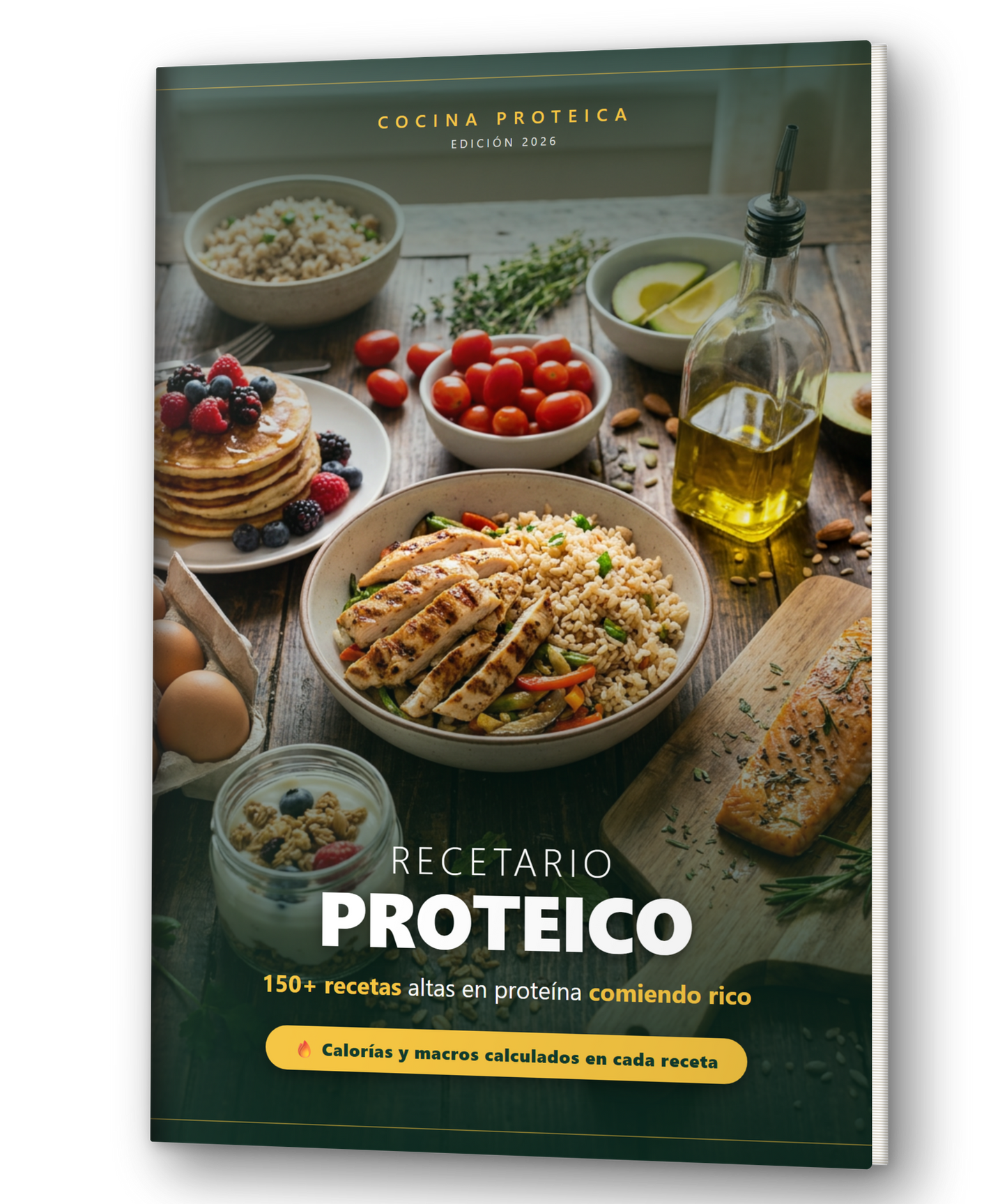 Recetario Proteico, mockup 3D del ebook